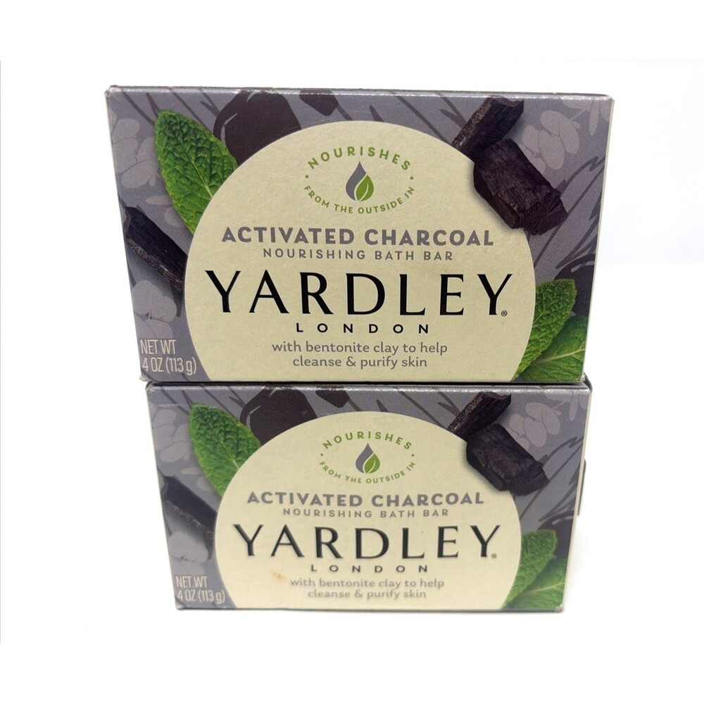2 Yardley London Activated Charcoal Nourishing Bath Bar Soap 4oz Bentonite Clay